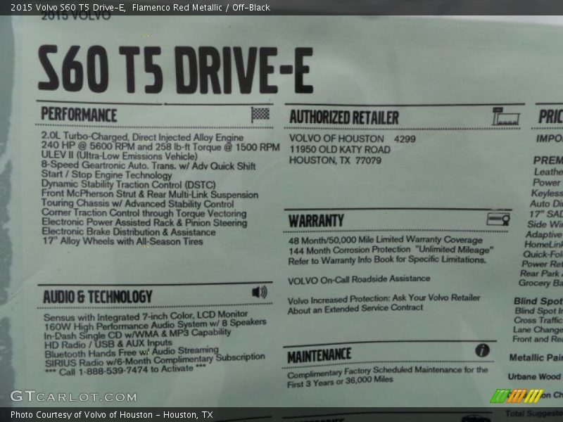 Flamenco Red Metallic / Off-Black 2015 Volvo S60 T5 Drive-E