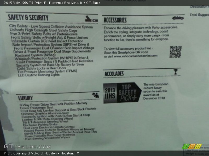 Flamenco Red Metallic / Off-Black 2015 Volvo S60 T5 Drive-E