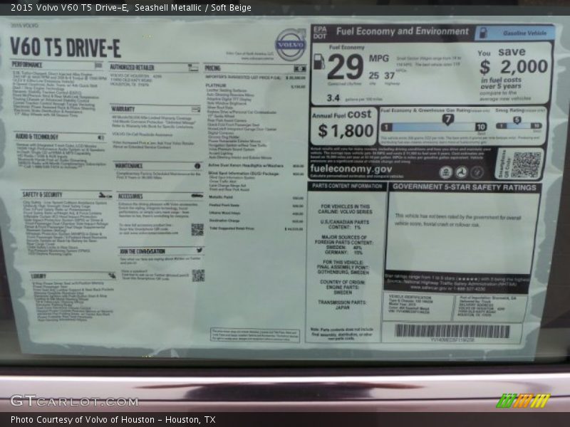 Seashell Metallic / Soft Beige 2015 Volvo V60 T5 Drive-E