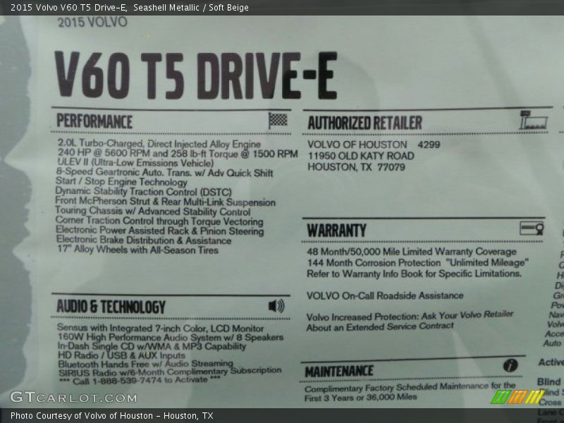 Seashell Metallic / Soft Beige 2015 Volvo V60 T5 Drive-E