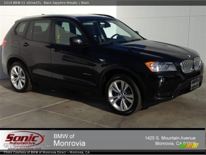 Black Sapphire Metallic / Black 2014 BMW X3 xDrive35i