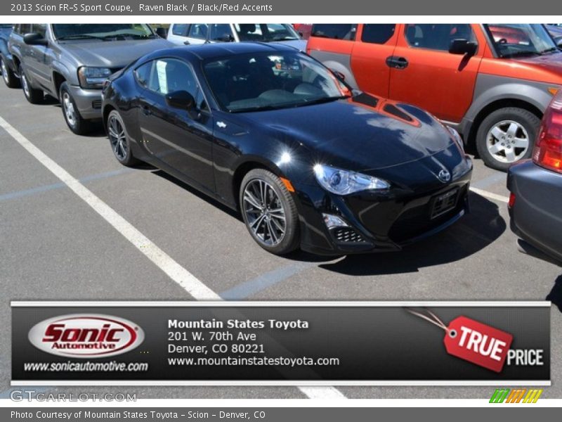 Raven Black / Black/Red Accents 2013 Scion FR-S Sport Coupe