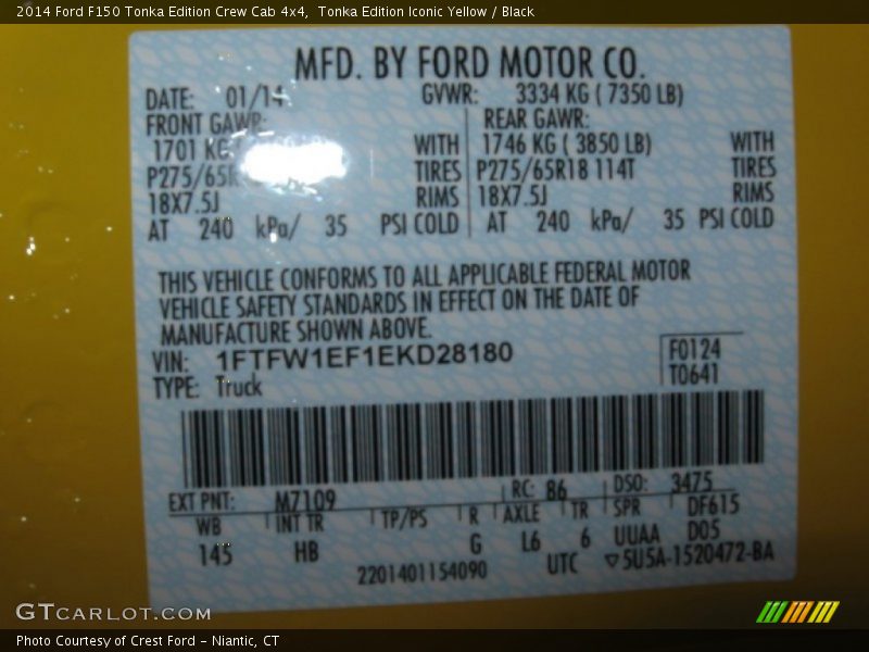 2014 F150 Tonka Edition Crew Cab 4x4 Tonka Edition Iconic Yellow Color Code M7109