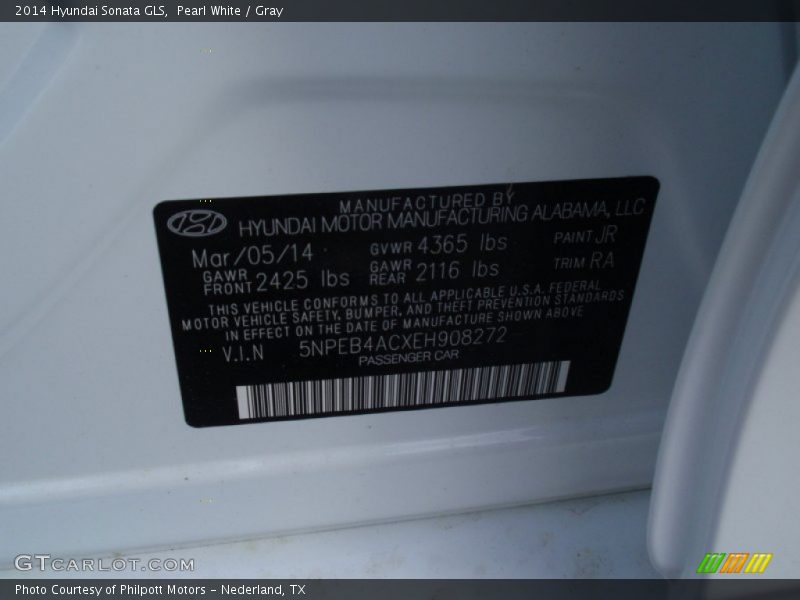 Pearl White / Gray 2014 Hyundai Sonata GLS