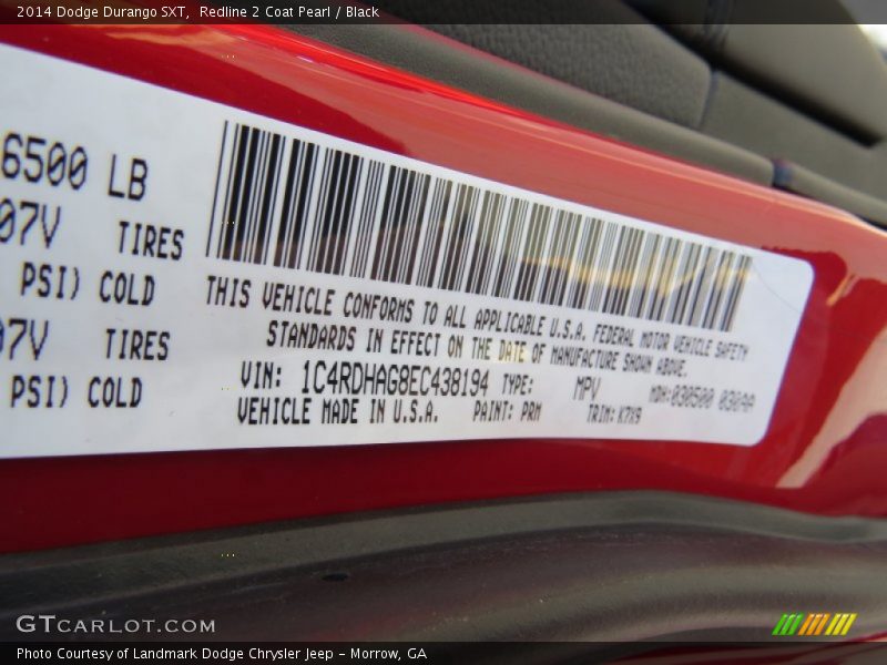 Redline 2 Coat Pearl / Black 2014 Dodge Durango SXT