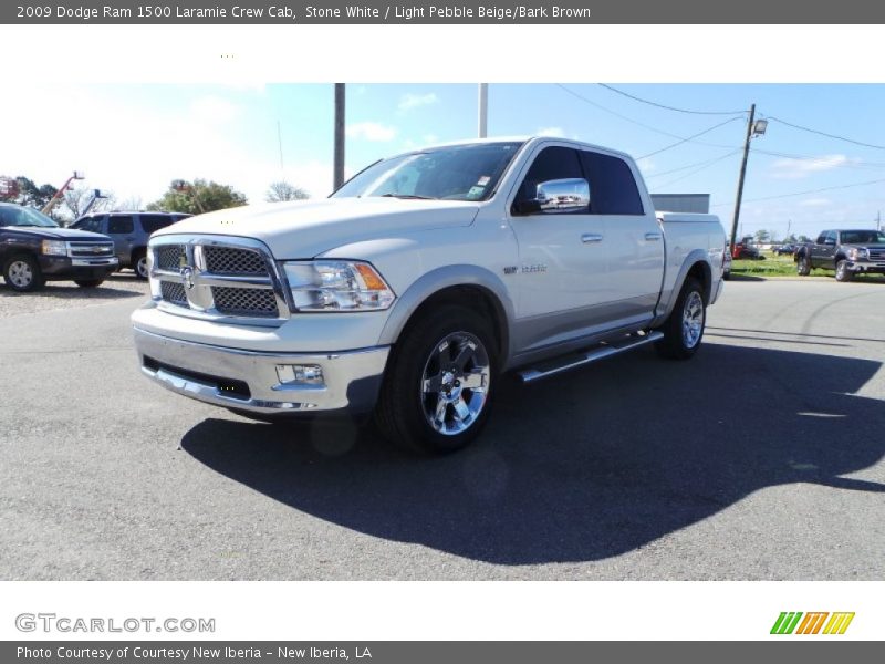 Stone White / Light Pebble Beige/Bark Brown 2009 Dodge Ram 1500 Laramie Crew Cab