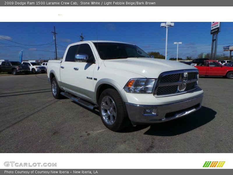 Stone White / Light Pebble Beige/Bark Brown 2009 Dodge Ram 1500 Laramie Crew Cab