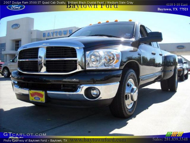 Brilliant Black Crystal Pearl / Medium Slate Gray 2007 Dodge Ram 3500 ST Quad Cab Dually