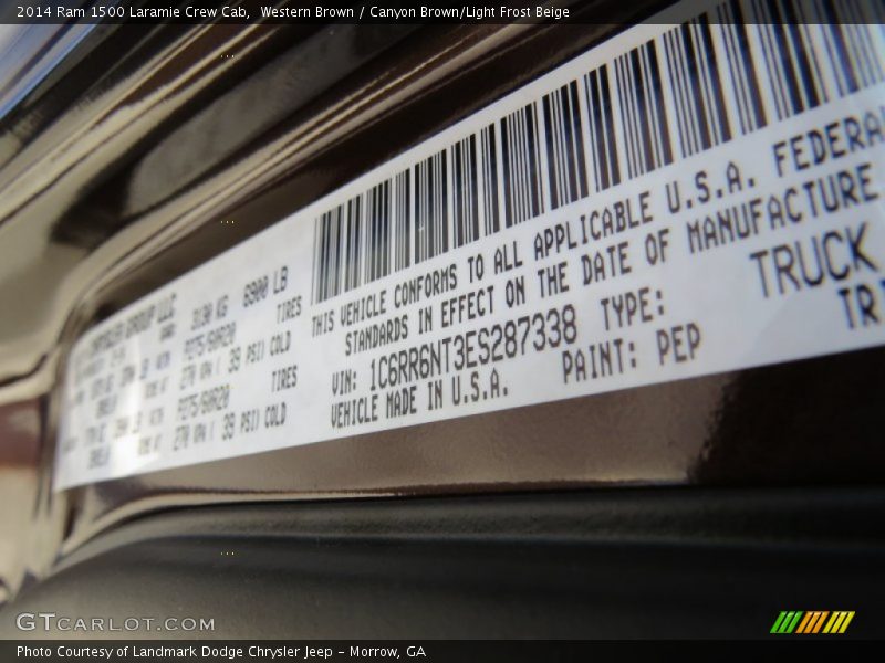 2014 1500 Laramie Crew Cab Western Brown Color Code PEP