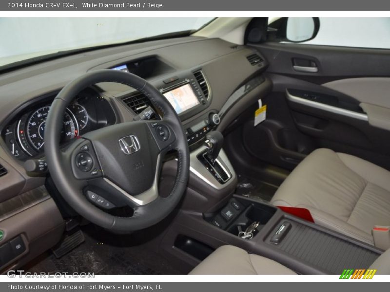 White Diamond Pearl / Beige 2014 Honda CR-V EX-L