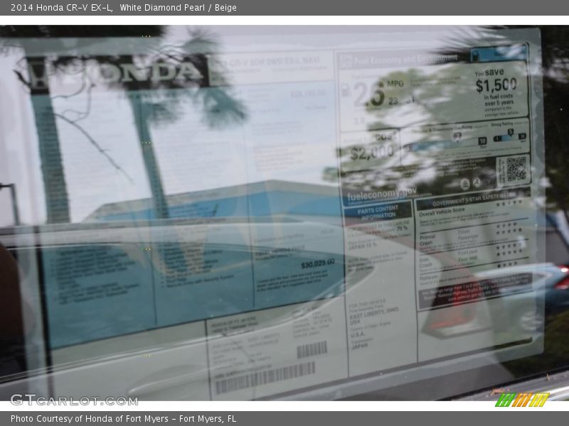 White Diamond Pearl / Beige 2014 Honda CR-V EX-L