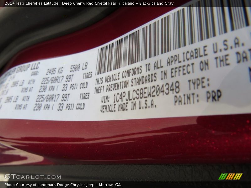 Deep Cherry Red Crystal Pearl / Iceland - Black/Iceland Gray 2014 Jeep Cherokee Latitude