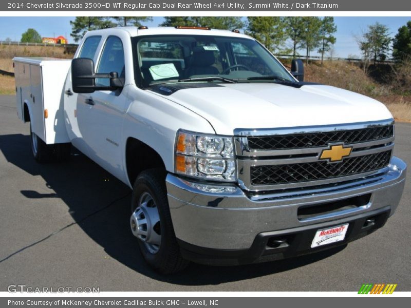 Summit White / Dark Titanium 2014 Chevrolet Silverado 3500HD WT Regular Cab Dual Rear Wheel 4x4 Utility