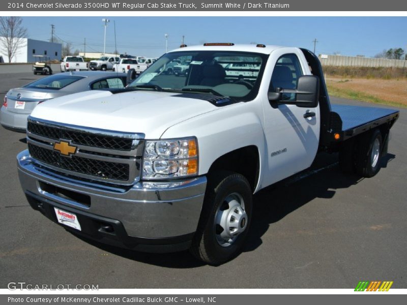 Summit White / Dark Titanium 2014 Chevrolet Silverado 3500HD WT Regular Cab Stake Truck