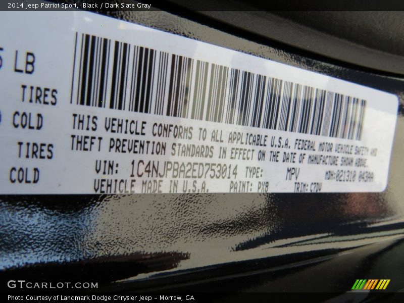 Black / Dark Slate Gray 2014 Jeep Patriot Sport