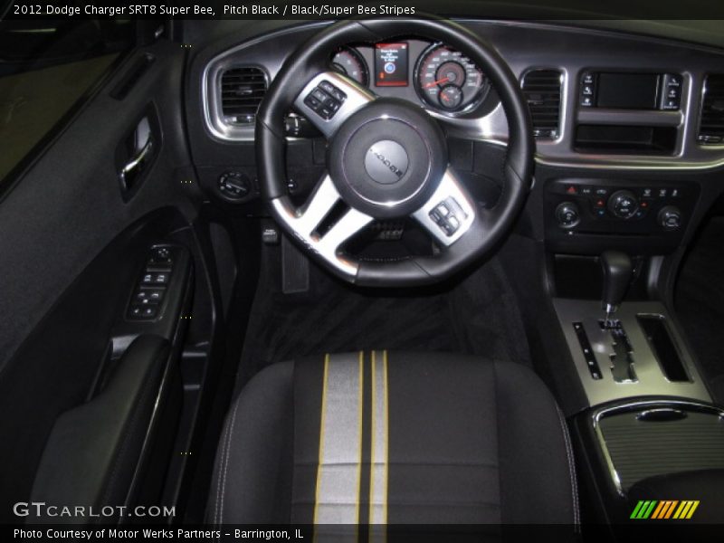 Pitch Black / Black/Super Bee Stripes 2012 Dodge Charger SRT8 Super Bee