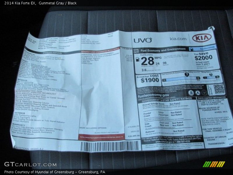 Gunmetal Gray / Black 2014 Kia Forte EX