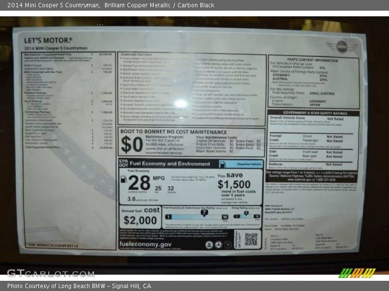 Brilliant Copper Metallic / Carbon Black 2014 Mini Cooper S Countryman
