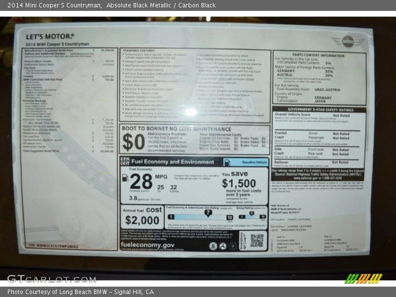 Absolute Black Metallic / Carbon Black 2014 Mini Cooper S Countryman