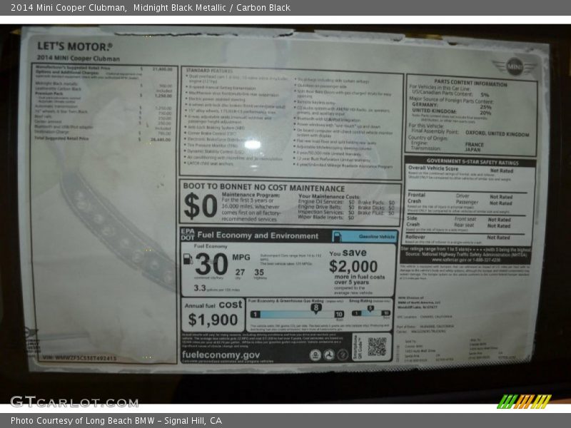 Midnight Black Metallic / Carbon Black 2014 Mini Cooper Clubman