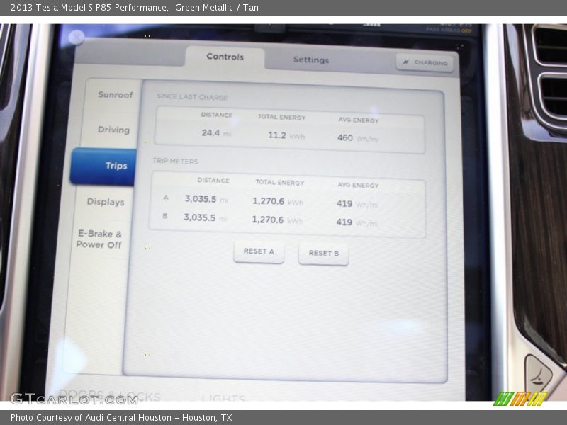 Controls of 2013 Model S P85 Performance