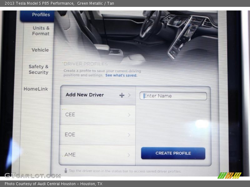 Controls of 2013 Model S P85 Performance