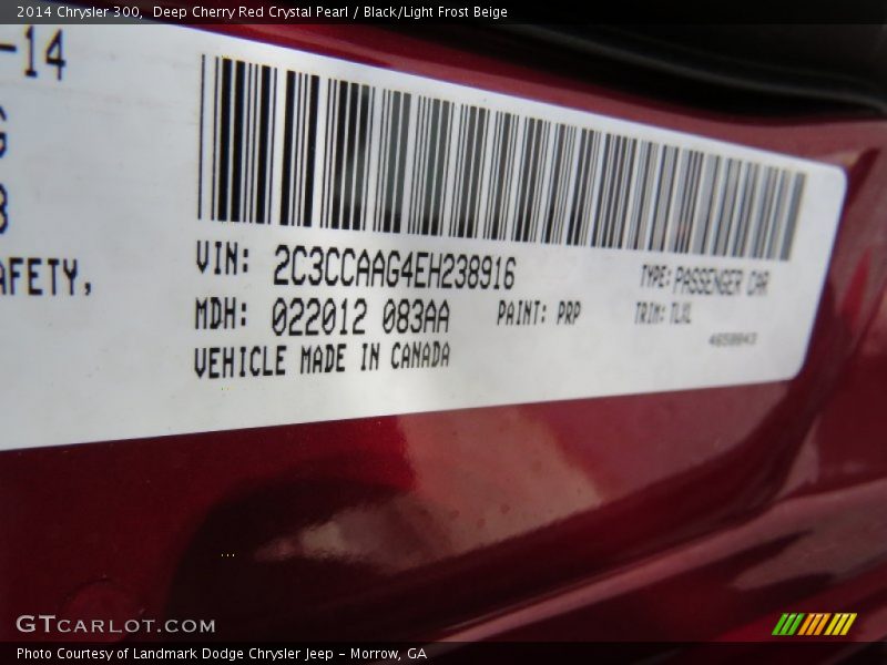 Deep Cherry Red Crystal Pearl / Black/Light Frost Beige 2014 Chrysler 300