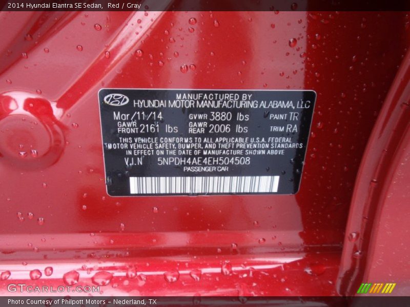 Red / Gray 2014 Hyundai Elantra SE Sedan