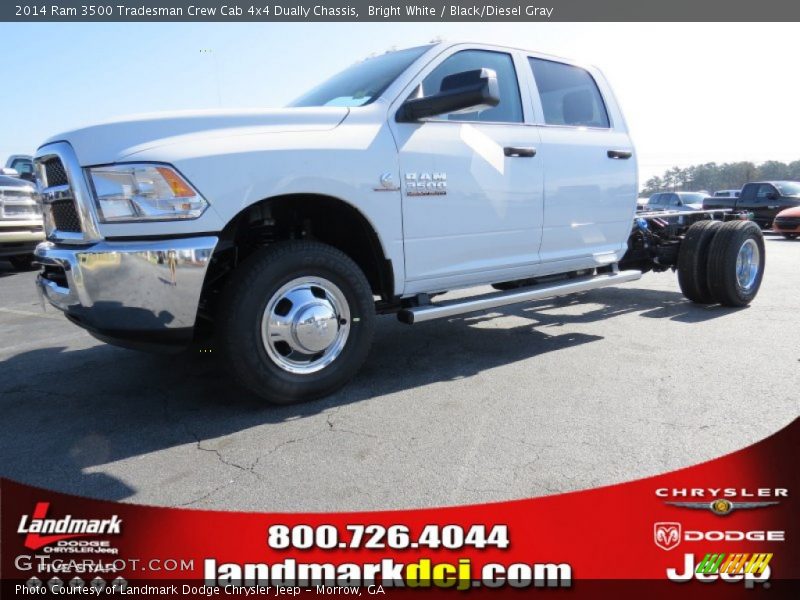 Bright White / Black/Diesel Gray 2014 Ram 3500 Tradesman Crew Cab 4x4 Dually Chassis