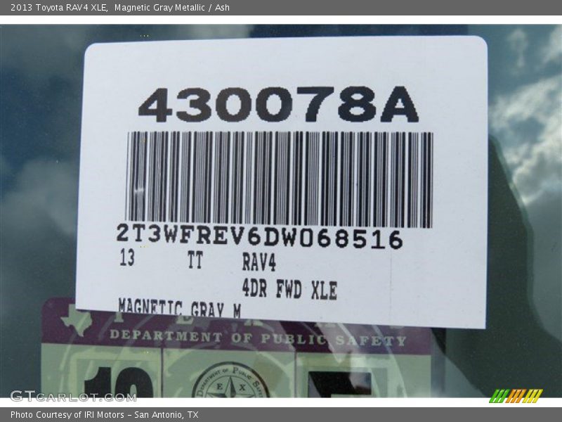 Magnetic Gray Metallic / Ash 2013 Toyota RAV4 XLE