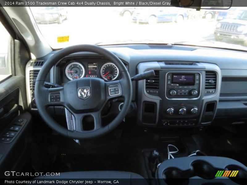 Bright White / Black/Diesel Gray 2014 Ram 3500 Tradesman Crew Cab 4x4 Dually Chassis