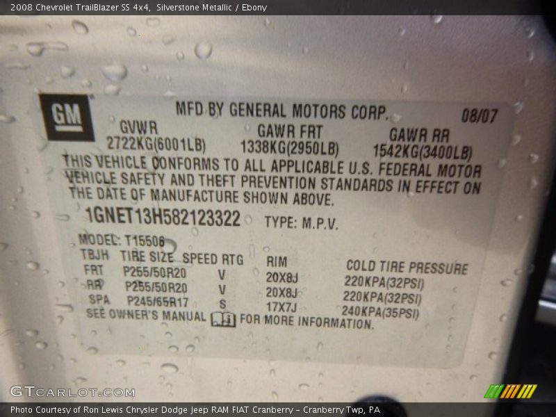 Silverstone Metallic / Ebony 2008 Chevrolet TrailBlazer SS 4x4