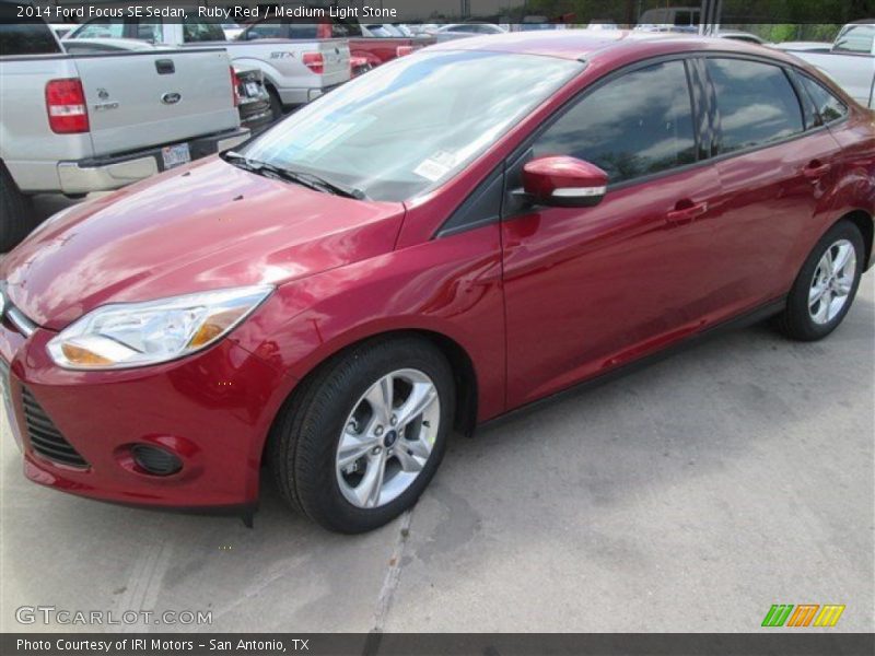 Ruby Red / Medium Light Stone 2014 Ford Focus SE Sedan