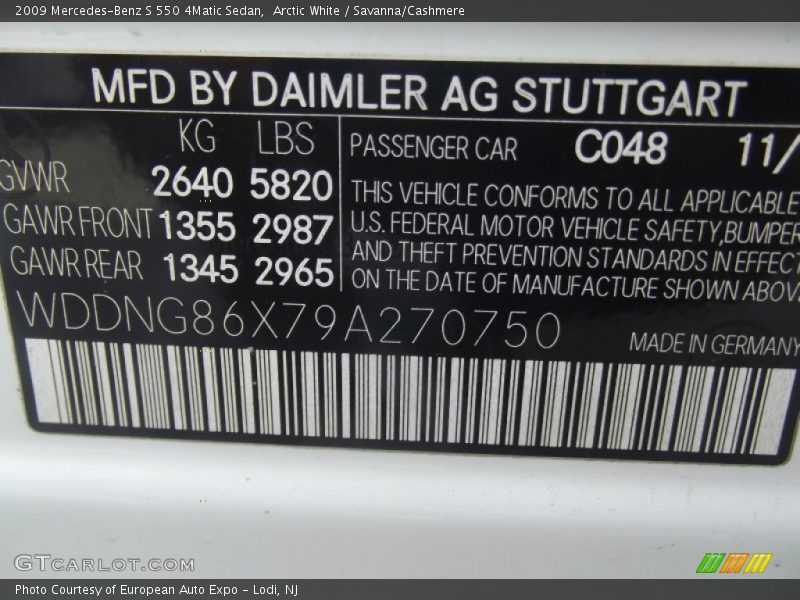 Arctic White / Savanna/Cashmere 2009 Mercedes-Benz S 550 4Matic Sedan