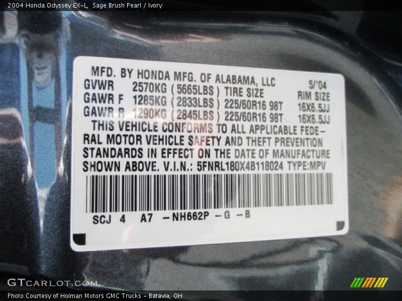 Sage Brush Pearl / Ivory 2004 Honda Odyssey EX-L