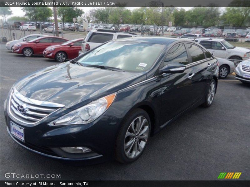 Pacific Blue Pearl / Gray 2014 Hyundai Sonata Limited 2.0T