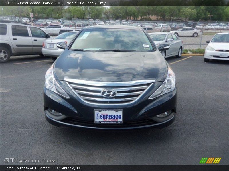 Pacific Blue Pearl / Gray 2014 Hyundai Sonata Limited 2.0T