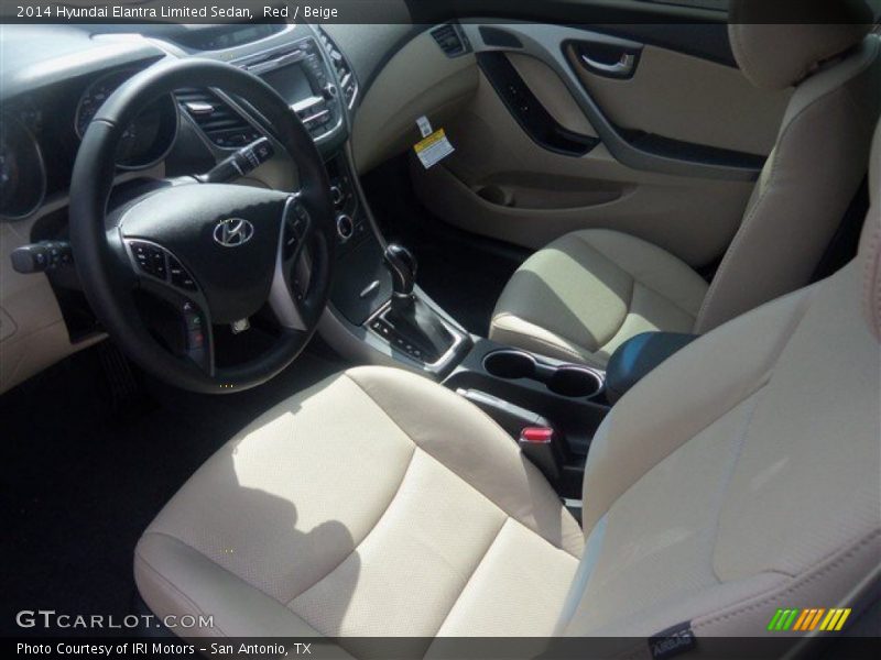 Red / Beige 2014 Hyundai Elantra Limited Sedan