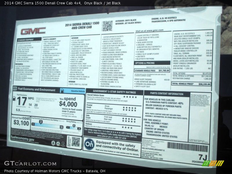  2014 Sierra 1500 Denali Crew Cab 4x4 Window Sticker
