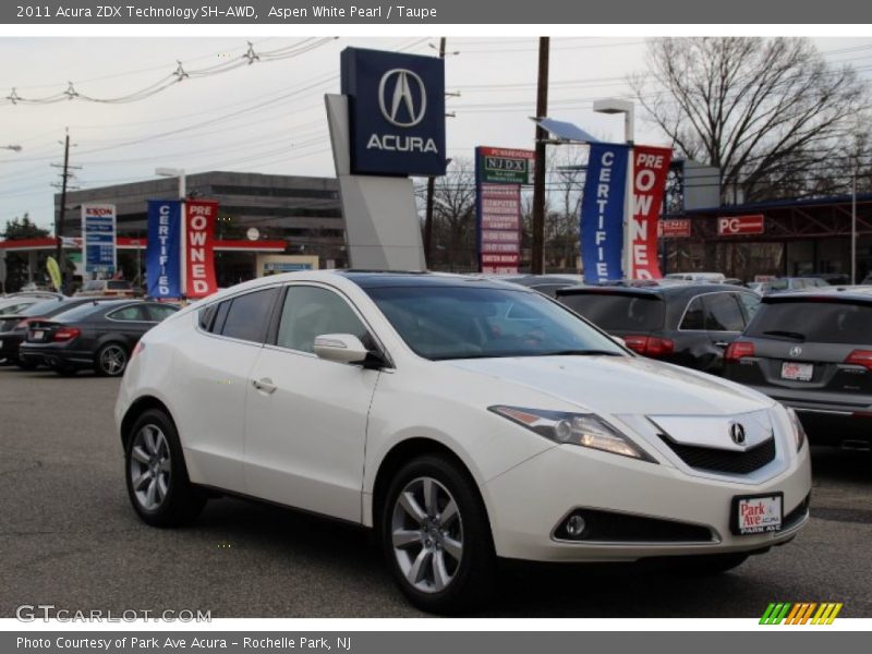 Aspen White Pearl / Taupe 2011 Acura ZDX Technology SH-AWD