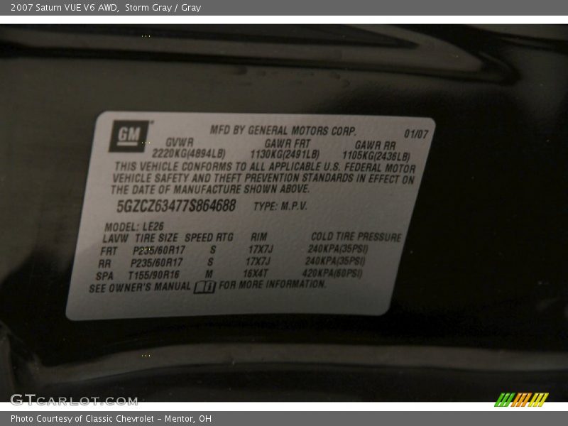 Storm Gray / Gray 2007 Saturn VUE V6 AWD