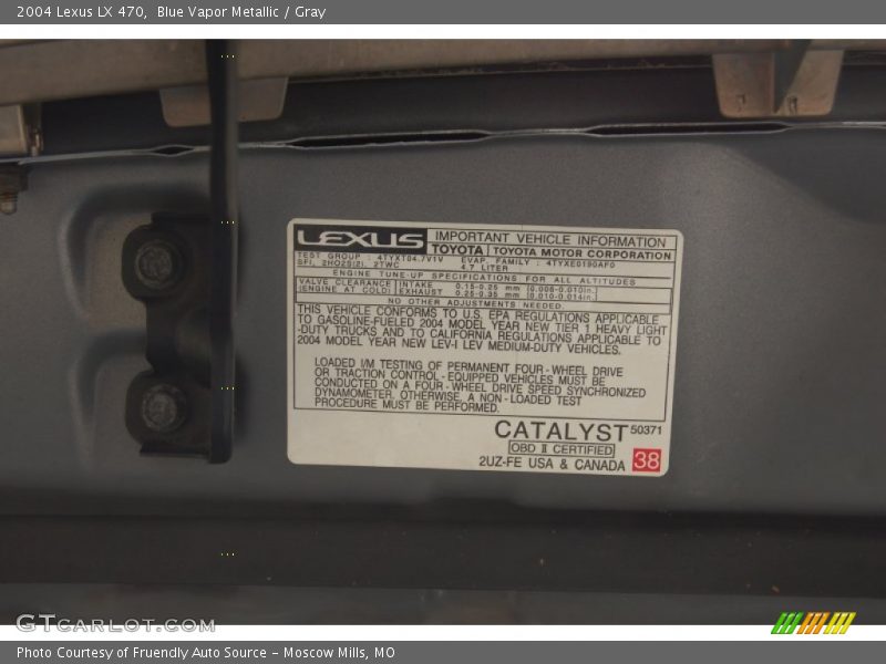 Blue Vapor Metallic / Gray 2004 Lexus LX 470