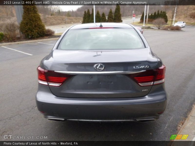 Nebula Gray Pearl / F Sport Black w/White Perf. Genuine Aluminum 2013 Lexus LS 460 F Sport AWD