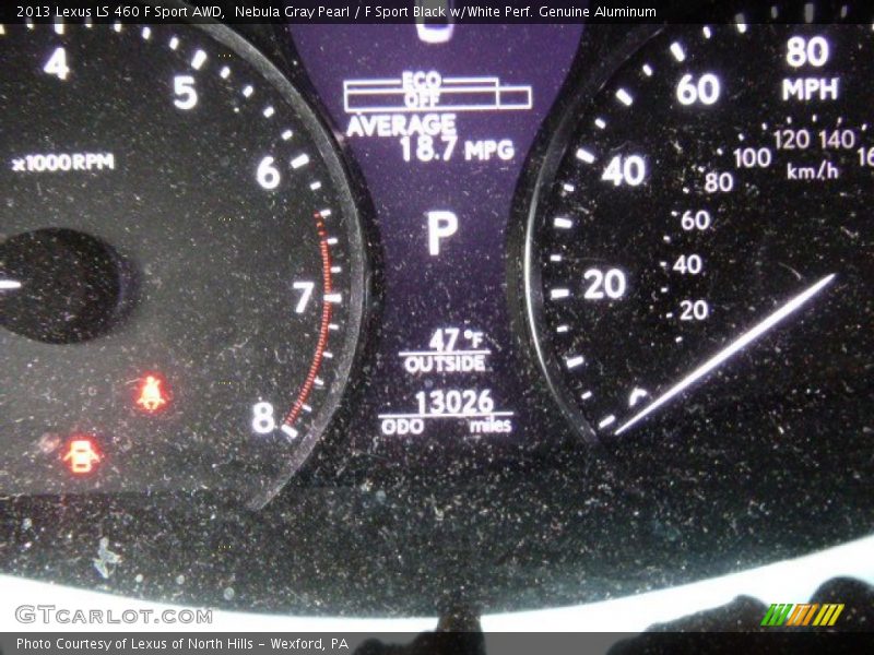 Nebula Gray Pearl / F Sport Black w/White Perf. Genuine Aluminum 2013 Lexus LS 460 F Sport AWD