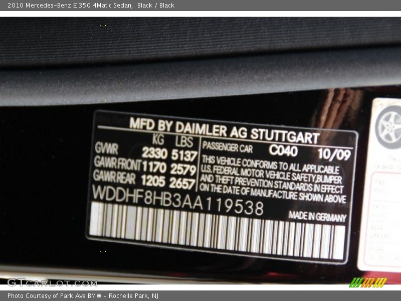 Black / Black 2010 Mercedes-Benz E 350 4Matic Sedan