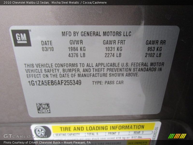 Mocha Steel Metallic / Cocoa/Cashmere 2010 Chevrolet Malibu LS Sedan