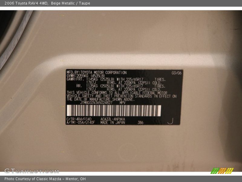 Beige Metallic / Taupe 2006 Toyota RAV4 4WD