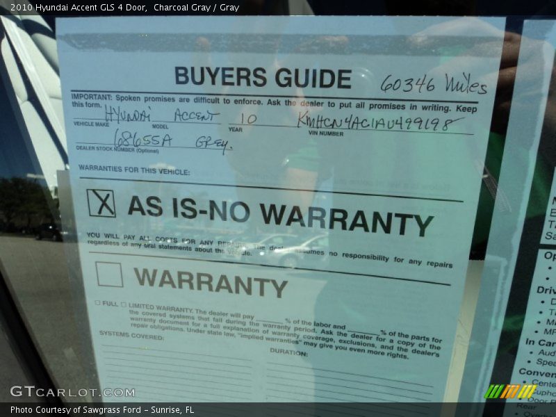 Charcoal Gray / Gray 2010 Hyundai Accent GLS 4 Door