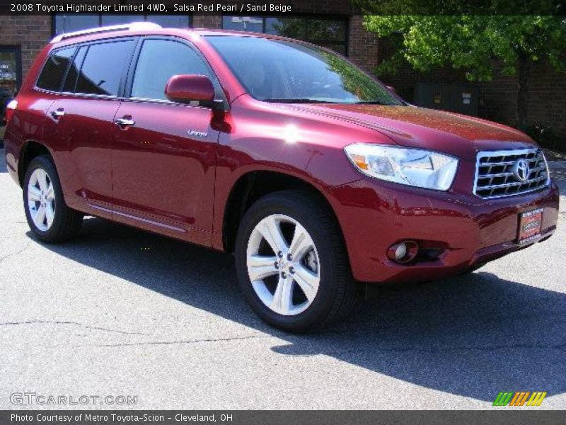 Salsa Red Pearl / Sand Beige 2008 Toyota Highlander Limited 4WD