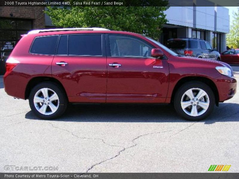 Salsa Red Pearl / Sand Beige 2008 Toyota Highlander Limited 4WD